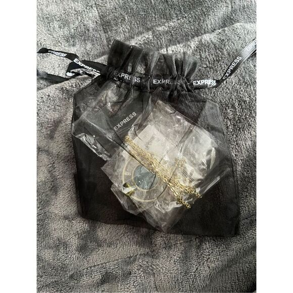 Express Semi-precious Gold & Crystal Necklace 32“ semi-precious blue turquoise s - Picture 5 of 5